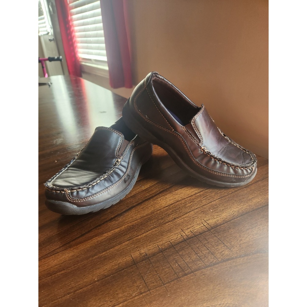 Stacy Adams Youth Boys Porter Brown Leather Slip-On Loafers Shoes - Size 3